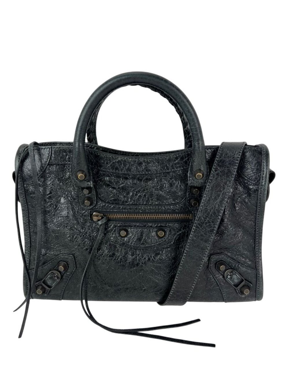 Balenciaga Le City Bag Small Black Arena Lambskin Satchel Bag